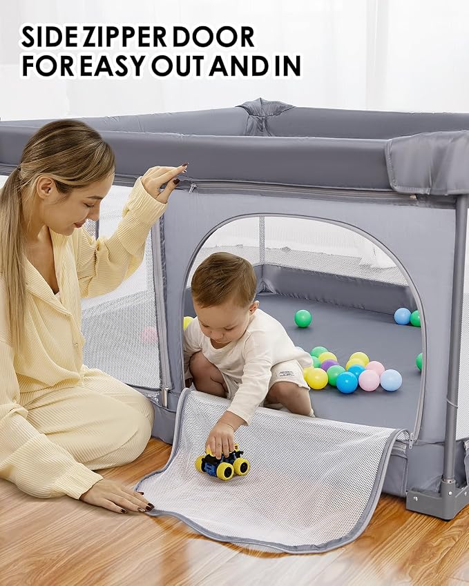 Foldable Baby Playpen, Breathable Mesh, Non-Slip Base, Portable Playpen - Image 4