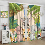 Animals Curtains Colorful Forest Cartoon Cute Zebra Tiger Elephant - Image 4