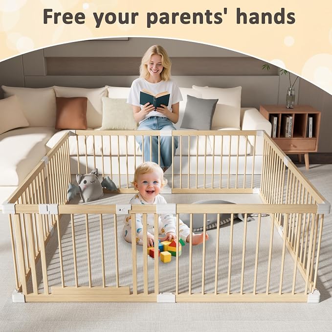 Extra Large Wooden Baby Playpen, Play Pen - Image 7