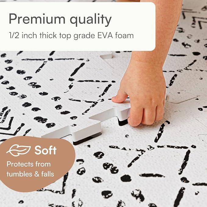 Lillefolk Baby Play Mat for Floor – 6x6ft Boho | Soft Non Toxic Premium EVA - Image 2