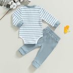 Newborn Baby Boy Girl Clothes Ribbed Knitted Long Sleeve Romper Pants Solid - Image 7