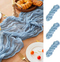 FEXIA 3 Pack Dusty Blue Table Runner 35x120 Inches by FEXIA