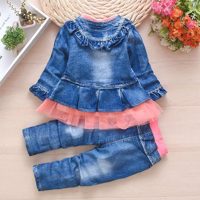 Peacolate 6M-4Years Spring Fall Baby Girls Clothing Set 3pcs Long Sleeve Dress - Image 4