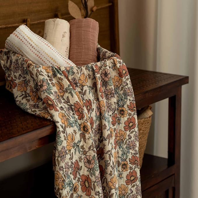 Muslin Swaddle Blankets for Newborn, 4 Pack Organic Cotton Baby Blanket - Image 5