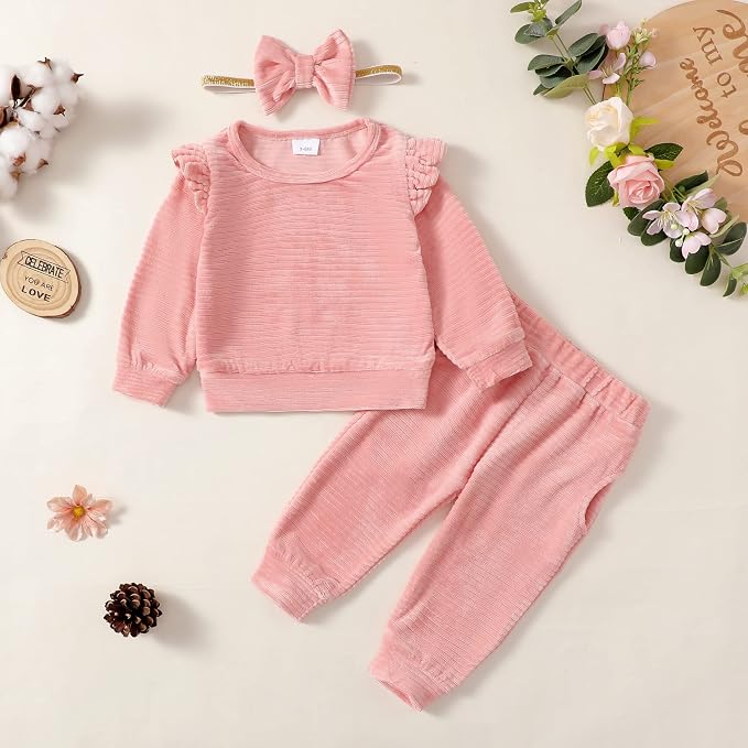 Mioglrie Toddler Baby Girl Clothes Fall Winter Sweatsuit Newborn Sweatshirt - Image 2