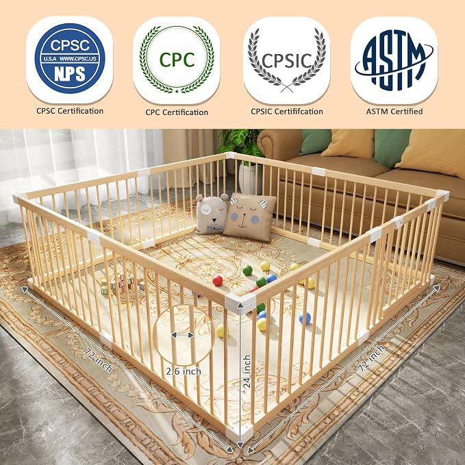 Extra Large Wooden Baby Playpen, Play Pen - Image 2