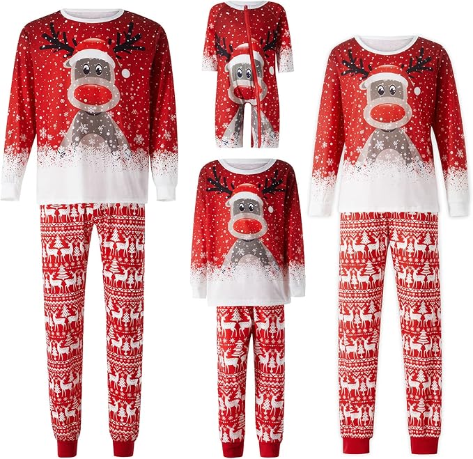 Awoscut Christmas Family Matching Pajamas Christmas Pjs Holiday Nightwear - Image 6