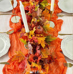 FEXIA Fall Table Runner Orange Cheesecloth 35x120 Inches Boho Gauze Table - Image 5