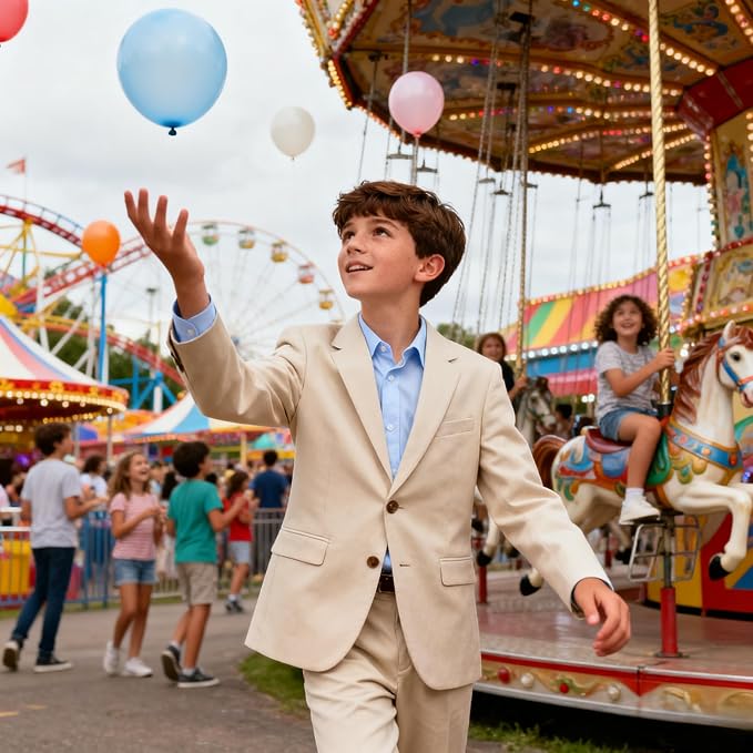 Boys Formal Suit Set 4 Pieces Kids Tuxedo Ring Bearer Outfit - Image 5