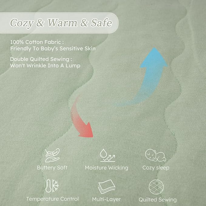 Looxii Baby Sleep Sack 0-6 Months 2.5 TOG Baby Wearable Blanket, Cotton Quilted - Image 5