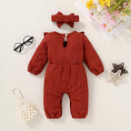 Happy Town Baby Girl Romper Infant Fall Winter Clothes Ruffle Sweater Long - Image 3
