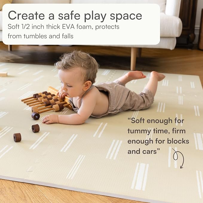Lillefolk Baby Play Mat for Floor – 4x6ft Old White| Soft Non Toxic Premium EVA - Image 4