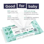 Pura Baby Wipes 3 x 60 per pack 100% Plastic-Free & Plant Based Wipes, 99% Water - Image 3