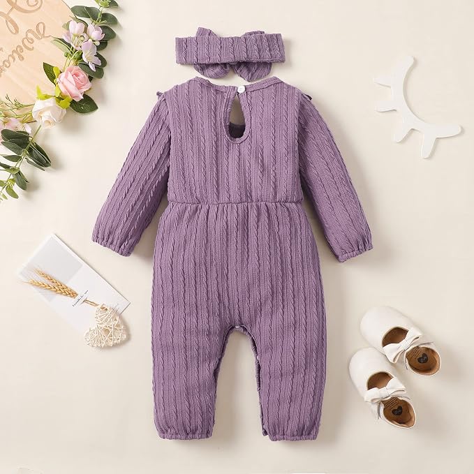 Happy Town Baby Girl Romper Infant Fall Winter Clothes Ruffle Sweater Long - Image 3