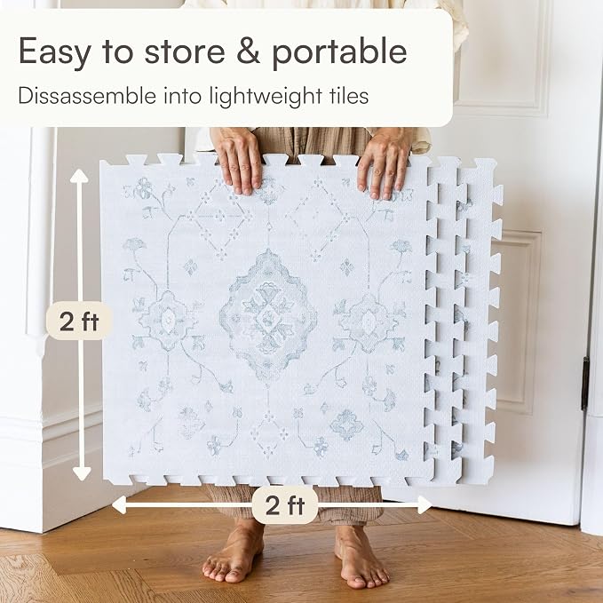 Lillefolk Baby Play Mat for Floor – 6x8ft Vintage Gray | Soft Non Toxic Premium - Image 8