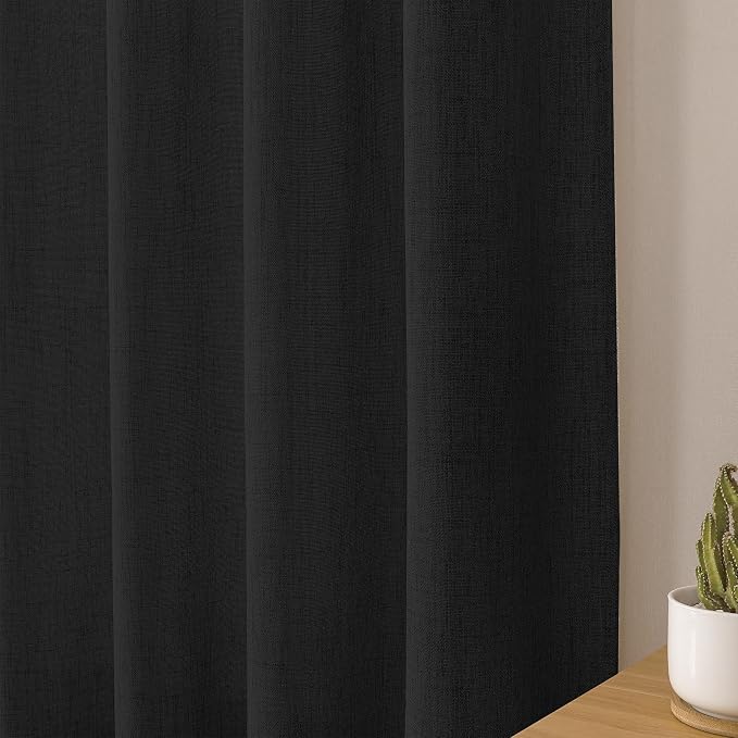 Tollpiz Linen Curtains Living Room Rod Pocket Semi Sheer Curtain Burlap Light - Image 8
