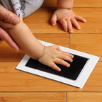Green Pollywog Baby Handprint and Footprint Kit | Elegant White Frame - Image 6