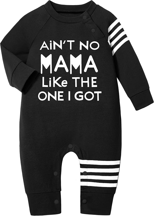 Baby Boy Clothes Infant Mamas Print Romper Stripe Sleeve Outfits Fall Winter by Ribabz