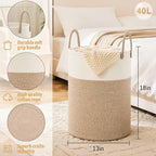 Laundry Basket, Woven Cotton Rope Laundry Hamper, 40L - Image 6
