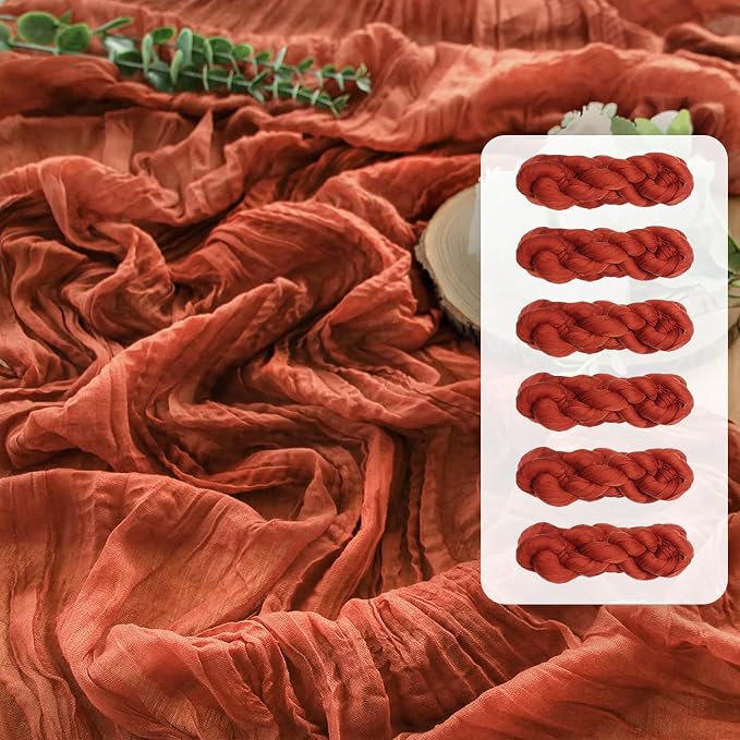 FEXIA 6 Pack Terracotta Table Runner 35x120 Inches Rust Cheesecloth Table by FEXIA