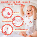 Zainpe 6Pcs Snap Muslin Cotton Baby Bibs Strawberry Lemon Avocado Pattern - Image 3