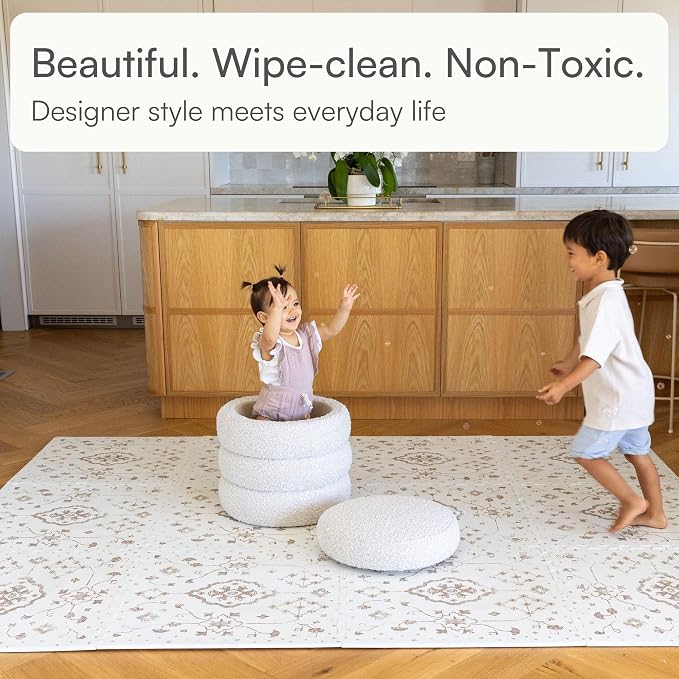 Lillefolk Baby Play Mat for Floor – 6x8ft Vintage Coffee | Soft Non Toxic - Image 2