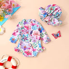Infant Baby Girl Swimsuit One-Piece Long Sleeve Rash Guard - Image 3