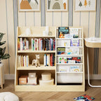 4 Tier Kids Wooden Bookshelf, Five Layer Sling Children Bookcase, Baby Storage - Image 8