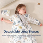 Baby Sleep Sack 3-6 Months, Cotton Detachable Long Sleeve Sleep Sack, 1.0 Tog - Image 2