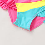 YOUNGER TREE Toddler Girls Two Pieces Swimsuit Color Block Stripe Swimwear - Image 5