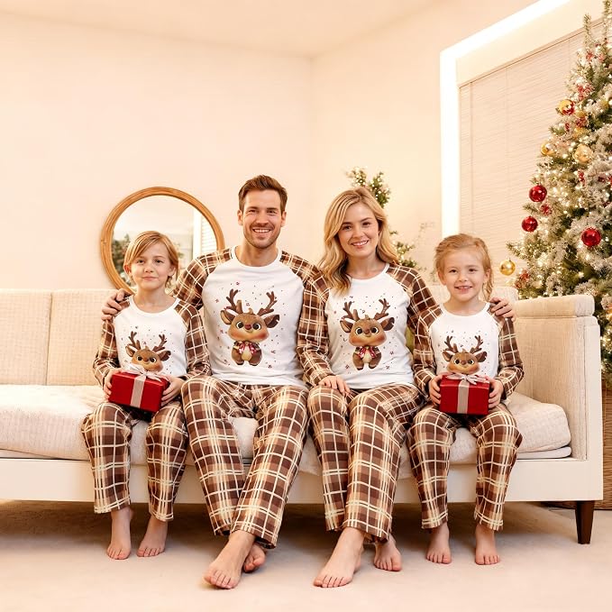 Awoscut Christmas Family Matching Pajamas Christmas Pjs Holiday Nightwear - Image 2