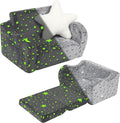Star Glow in The Dark Toddler Couch, 2-in-1 Toddler Soft Couch Fold Out by MOMCAYWEX