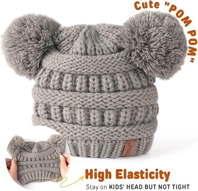FURTALK Baby Winter Knitted Beanie Hat Soft Warm Lined Pom Pom - Image 5