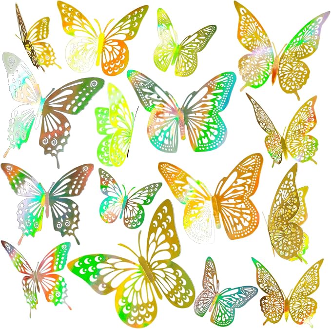 JOSDIOX 48 Pcs 3D Butterfly Wall Decor Stickers 4 Styles 3 Sizes Butterflies by JOSDIOX