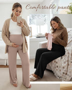 Neer 3 Pack Women's Maternity Pants Over The Belly Loose Pregnancy Pants - Image 3