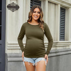 Bhome Women's Maternity Shirts 3 Packs Long Sleeve Pregnancy Tops Basic Side - Image 3