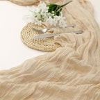 DOLOPL Beige Cheesecloth Table Runner 13.3ft Boho Gauze Cheese Cloth Table - Image 3