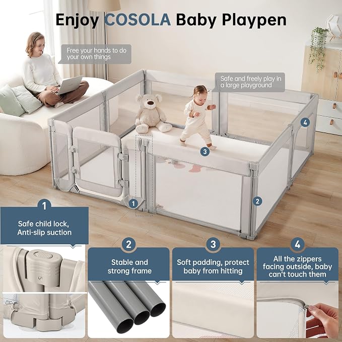 Baby Playpen, Large Play Pen for Babies and Toddlers - Image 3