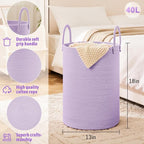 Laundry Basket, Woven Cotton Rope Laundry Hamper, 40L - Image 6