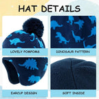 Duoyeree Kids Beanie Hat for Boys Girls Pom-pom Kint Hats Cozy Lining Winter - Image 4