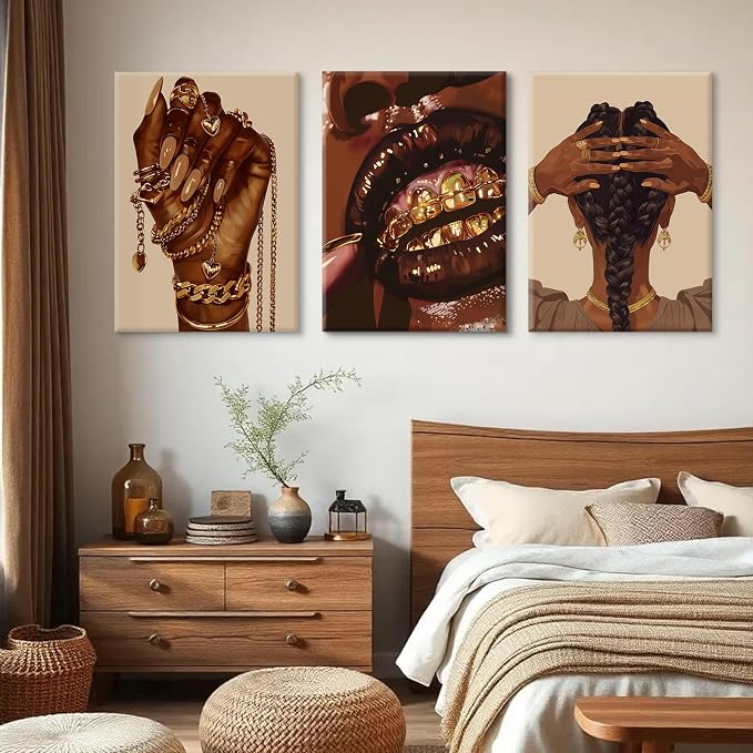 Pouydmi Black Girl Wall Art African Woman Canvas Wall Decor Black Women People - Image 4