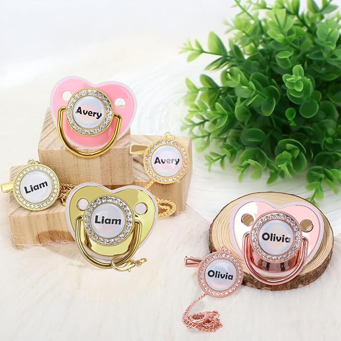 Custom Pacifier with Name, Personalized Pacifier Set with Gift Box, Glitter - Image 2