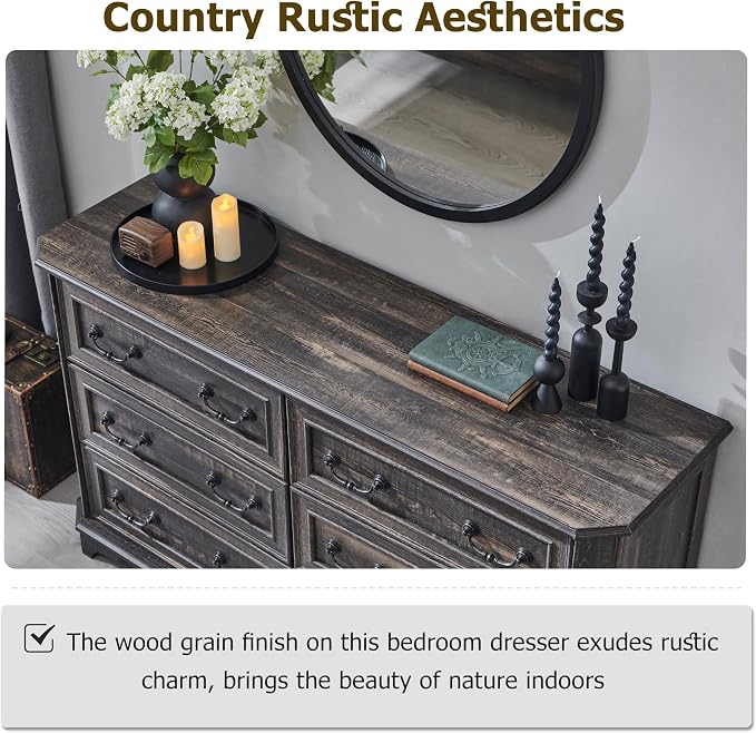 T4TREAM Farmhouse 6 Drawers Dresser - Image 5