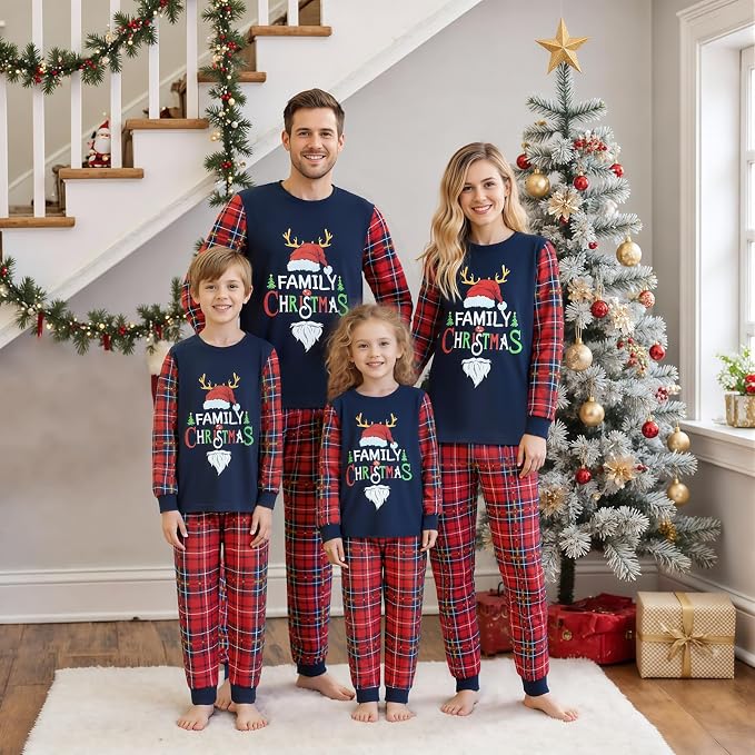 Awoscut Christmas Family Matching Pajamas Christmas Pjs Holiday Nightwear - Image 3