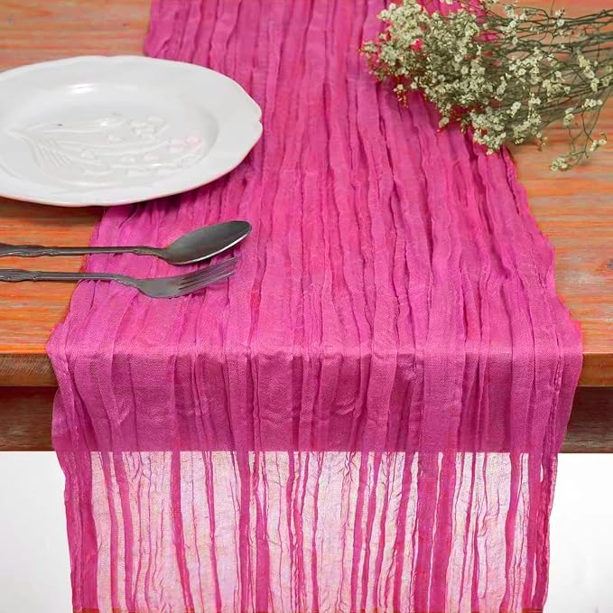 DOLOPL Hot Pink Table Runner 13.3FT Cheesecloth Table Runners by DOLOPLOfficial