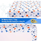 Crib Sheet - 1 Pack Sports Theme Nursery Bedding Sheet - Footballs Printed - Image 6