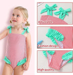 Happy Town Toddler Swimsuit Girl Solid Color Stripe One-Piece Baby Bathing Suits - Image 4