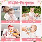 Zainpe 6Pcs Snap Muslin Cotton Baby Bibs Flowers Strawberry Patterns Infants - Image 6