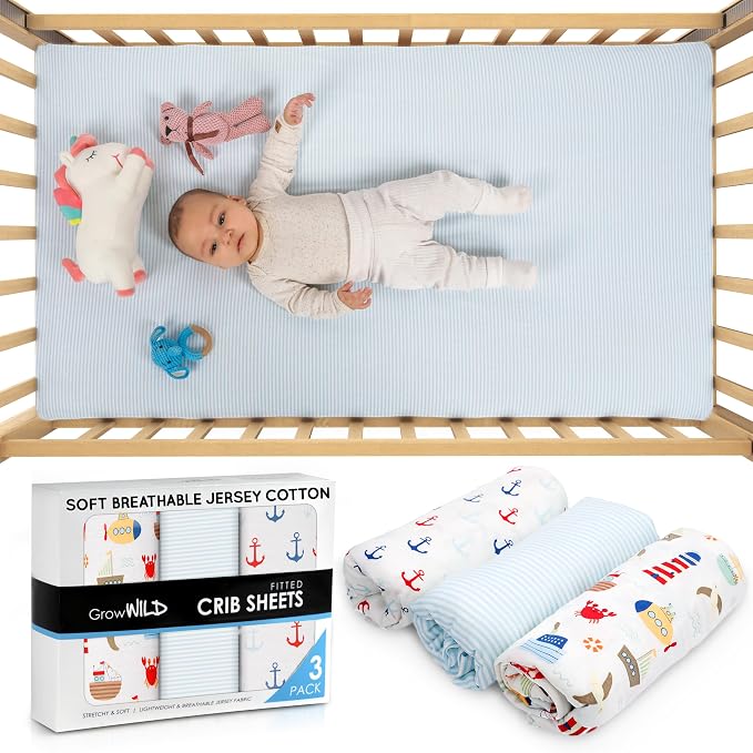 GROW WILD Nautical & Ships Baby Crib Sheets - Image 2