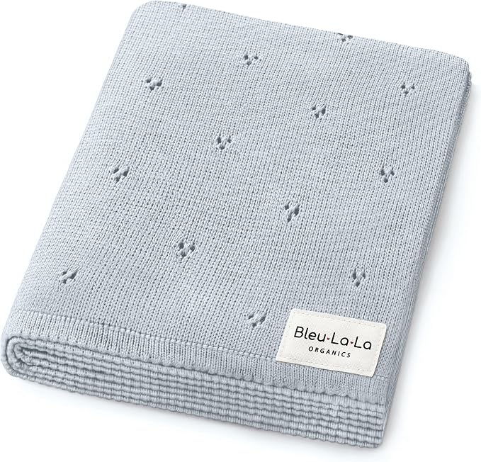 Luxury Organic Cotton Pointelle Baby Blanket by BleuLaLa